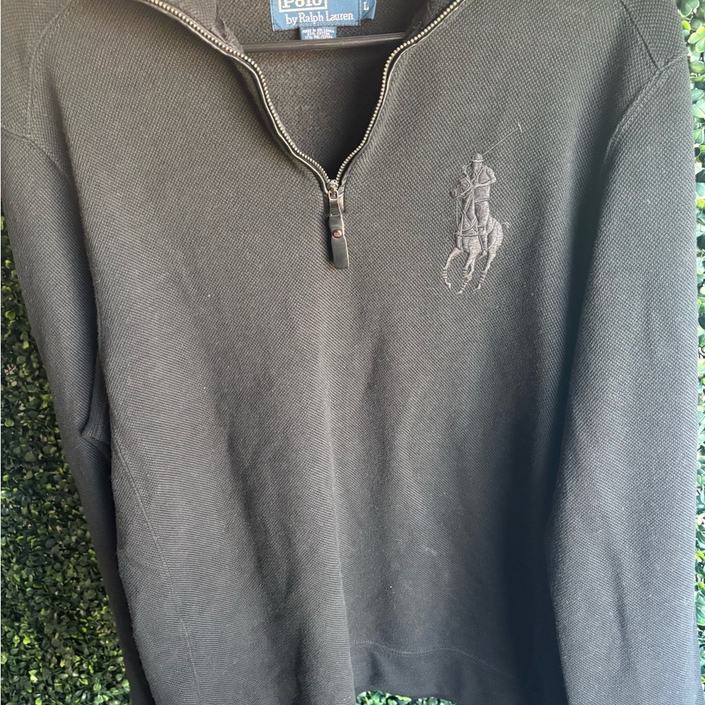 Ralph Lauren Men's Black Quarter Zip-Up Sweater